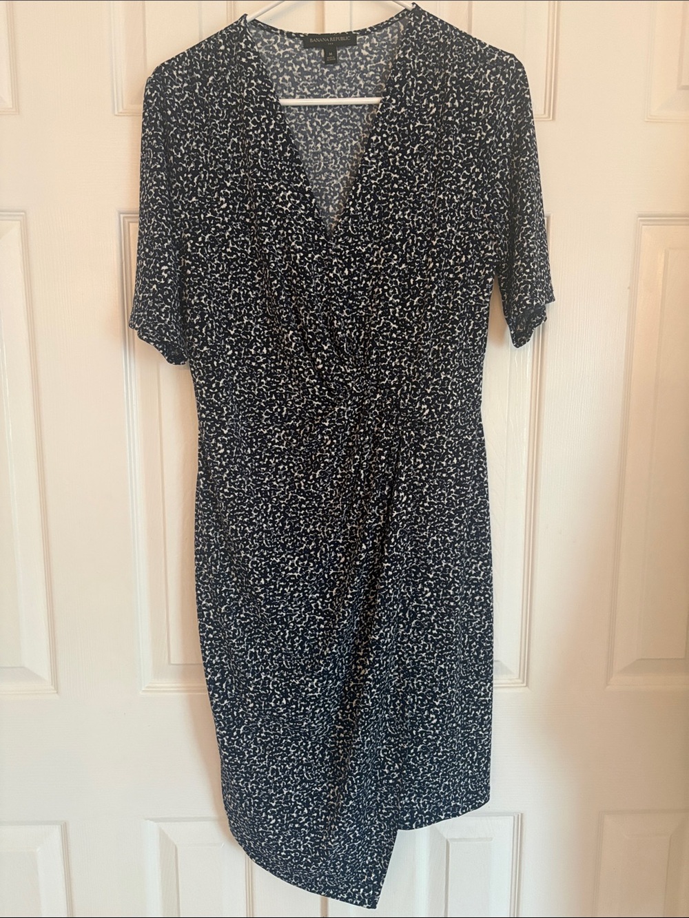 Banana Republic Navy and White Midi Wrap-Style Dress